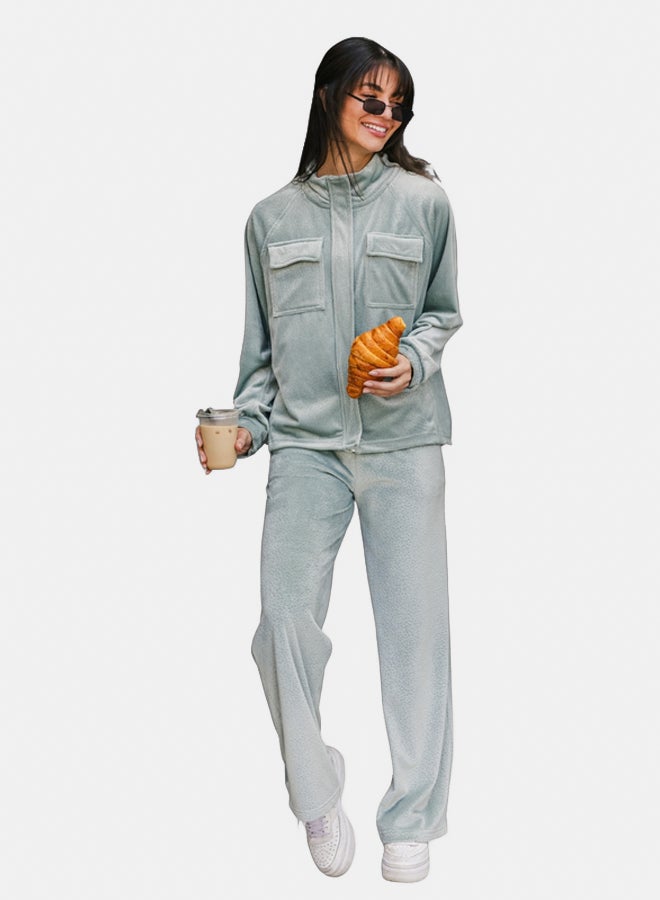 Familia Homewear Velvet Mint Pajama Set - Image 1